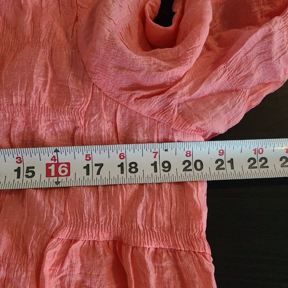 Coral Button-Up Women's Blouse - Picture 6 of 8